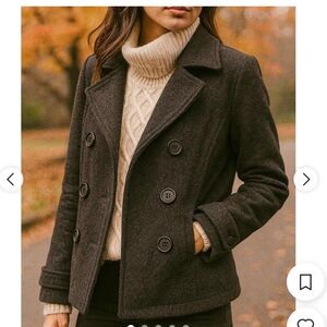 American Eagle Outfitters Crop Charcoal Pea Coat